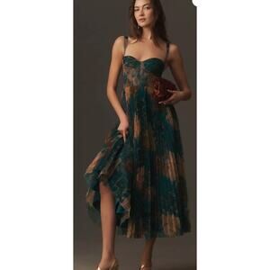 Hutch Willa Sleeveless Tulle Tiered Maxi Blue Floral Sweetheart Gown Sz 12 NWT